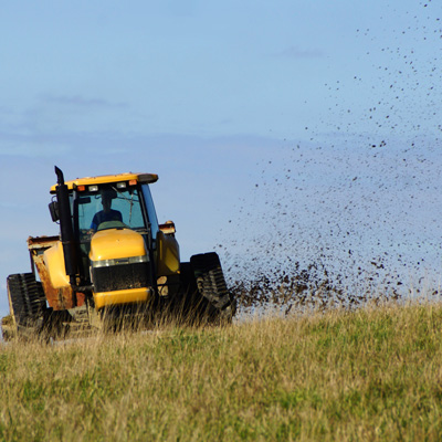 Biosolids are used to fertilize a field 