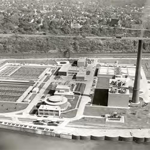 An aerial of the completed plant 