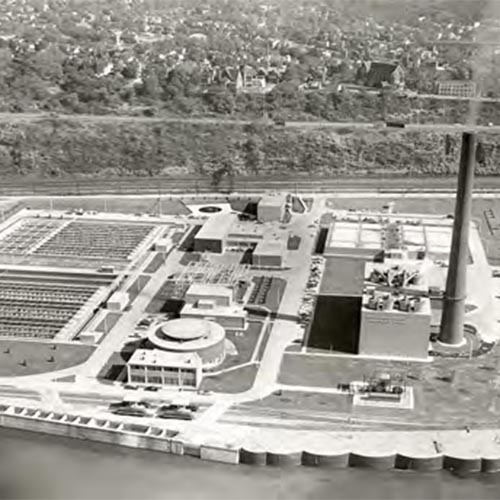 An aerial of the completed plant 