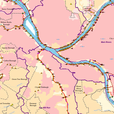 A Section of mapping of the ALCOSAN Service Area