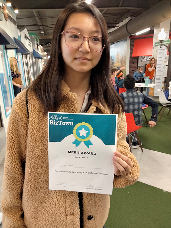 JiJi Chen, who served as ALCOSAN's JA BizTown CEO
