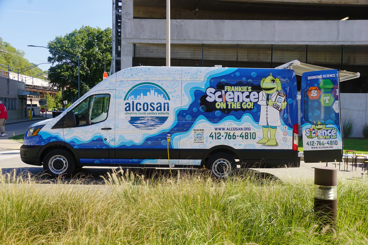 Hands-on science activity inside the mobile classroom